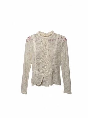 San Andre 1993  Cream Lace High-Neck Women's Top Size Medium